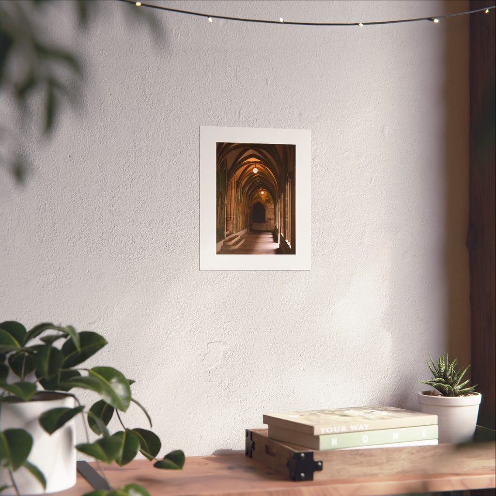 Gothic Corridor Fine Art Poster - Medieval Architecture Photography Print