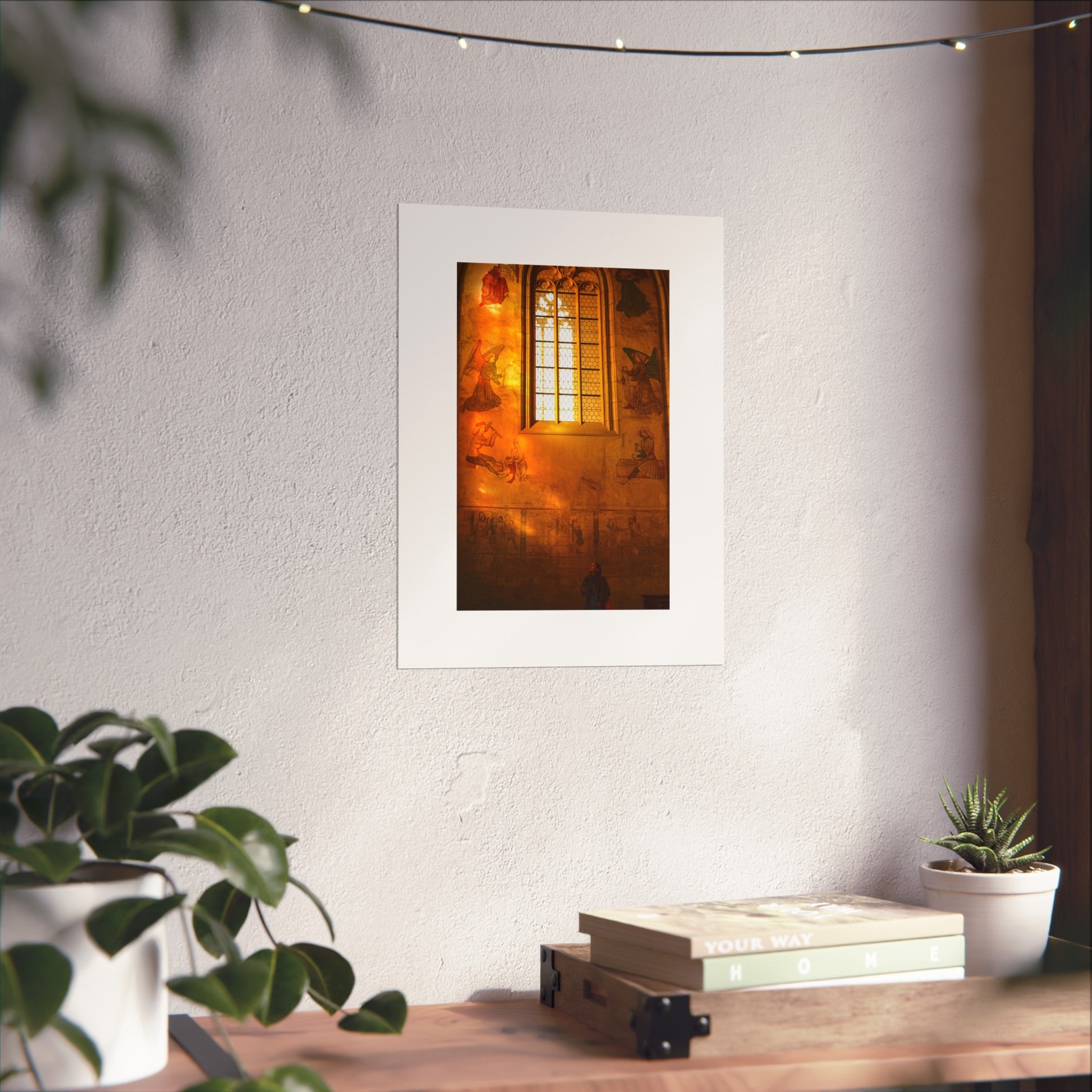 Golden Church Window Fine Art Poster — Illuminated Sanctuary Wall Art