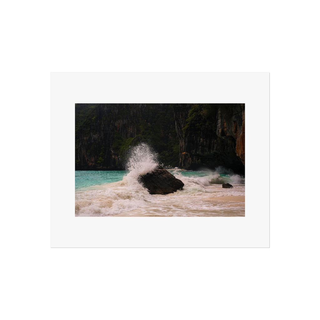Seaside Wave Splash Fine Art Poster — Tropical Beach Photography Print