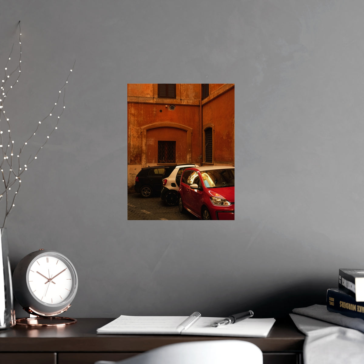 Italian Street Photo Poster — Rustic Orange Architectural Print