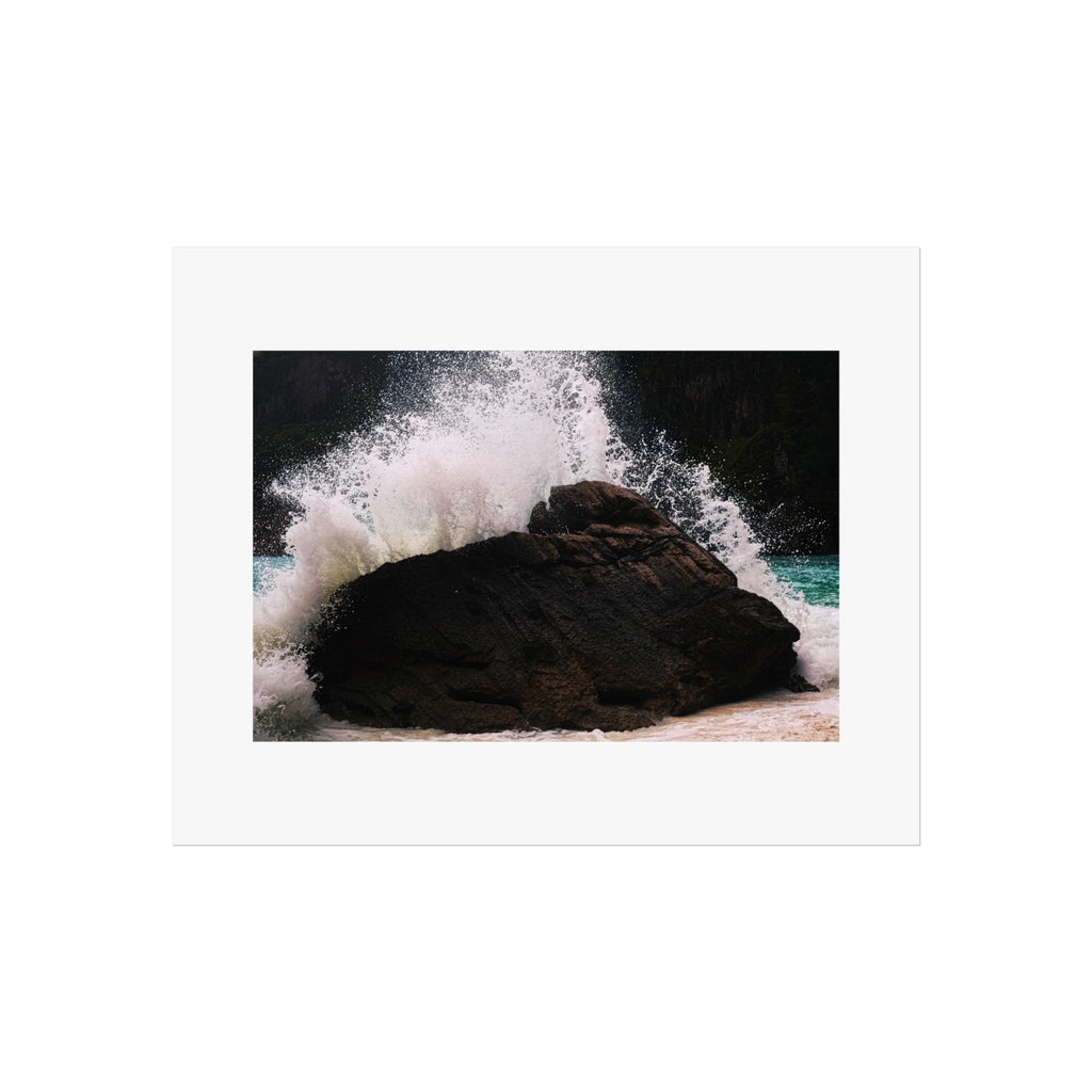 Ocean Wave Fine Art Poster — Crashing Surf Rock Photography