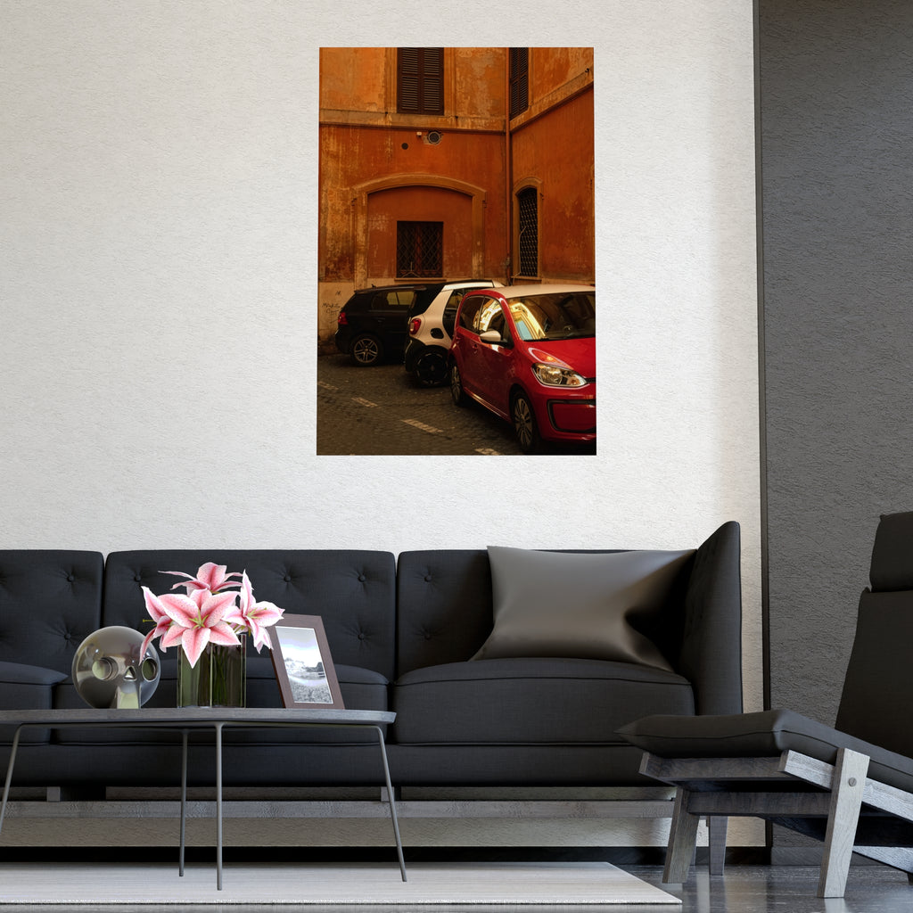 Italian Street Photo Poster — Rustic Orange Architectural Print
