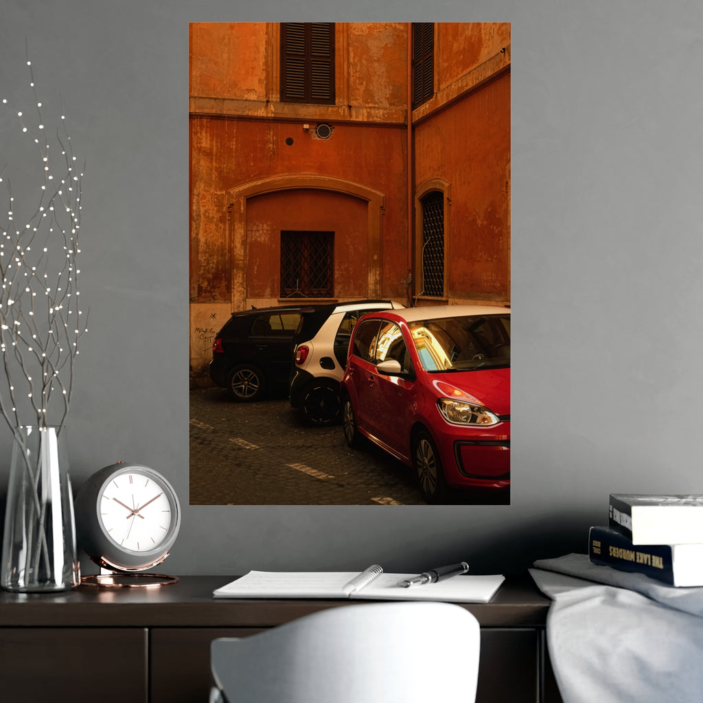 Italian Street Photo Poster — Rustic Orange Architectural Print