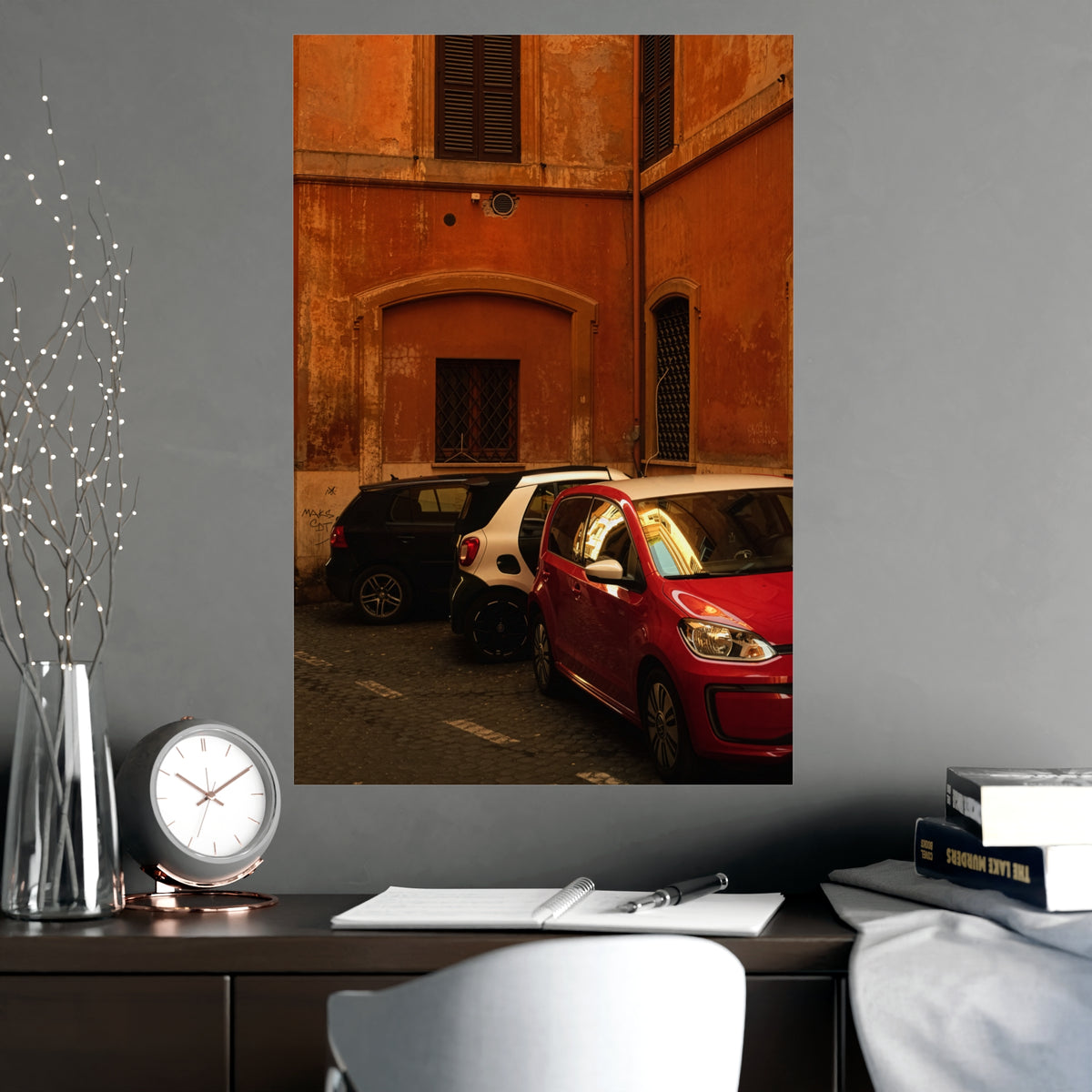 Italian Street Photo Poster — Rustic Orange Architectural Print