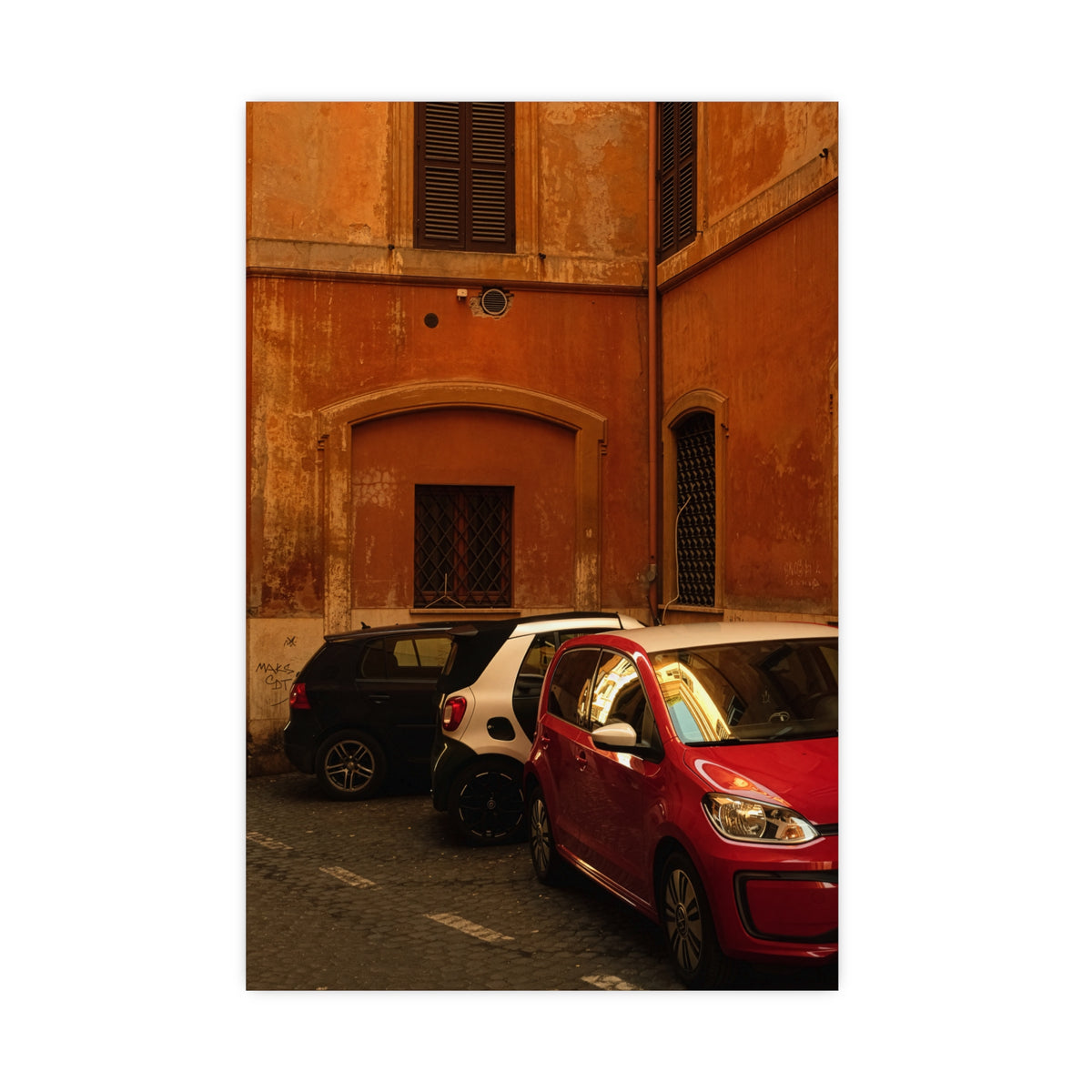 Italian Street Photo Poster — Rustic Orange Architectural Print