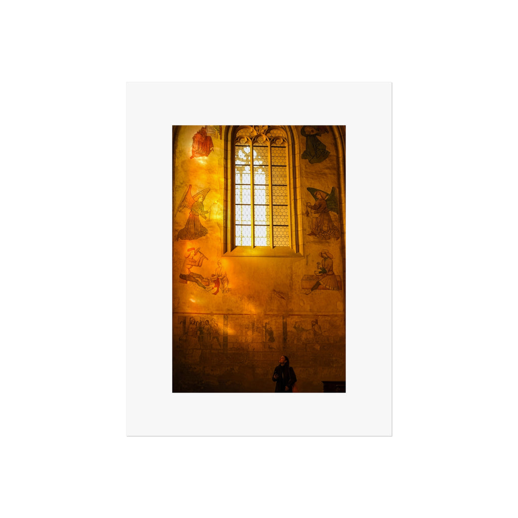 Golden Church Window Fine Art Poster — Illuminated Sanctuary Wall Art