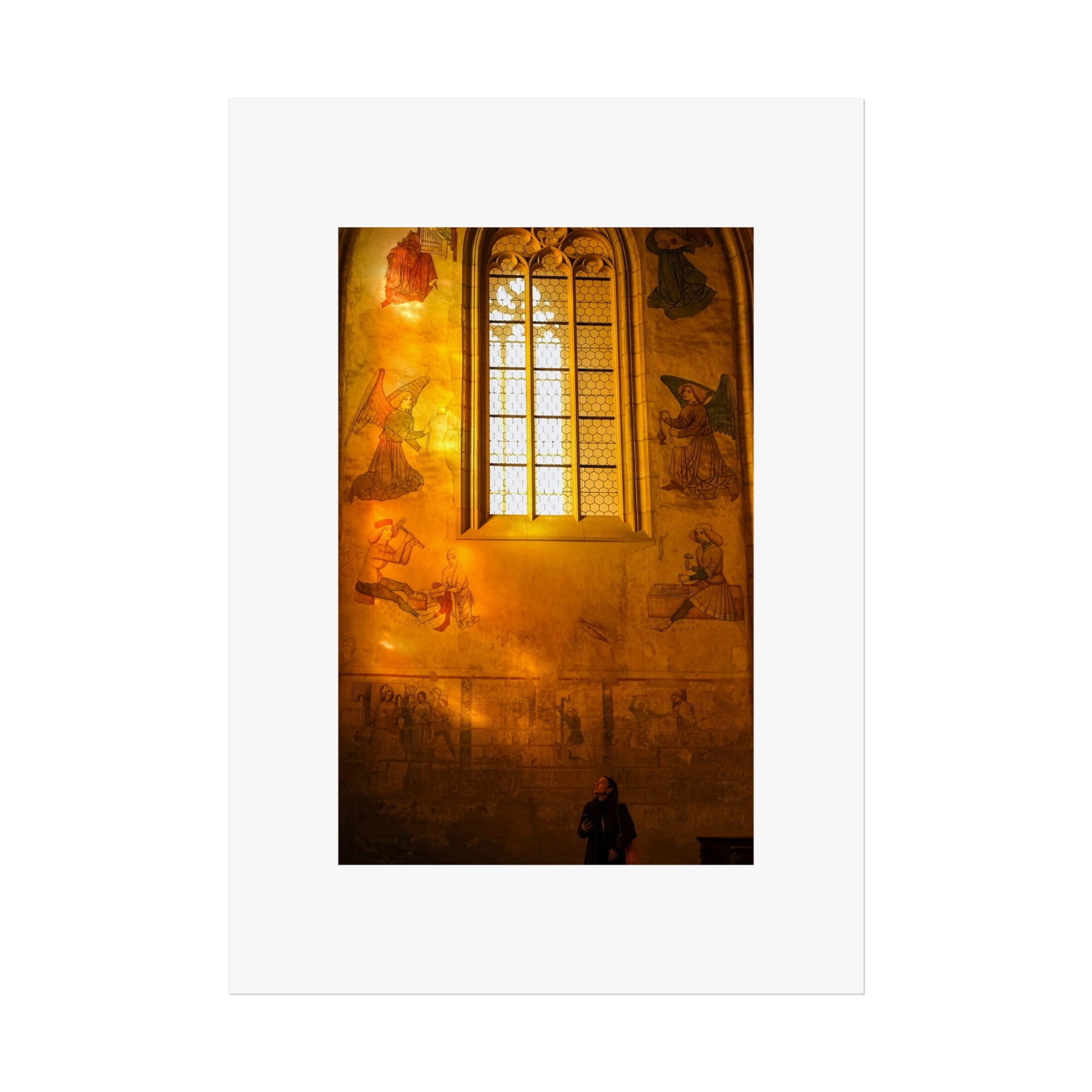 Golden Church Window Fine Art Poster — Illuminated Sanctuary Wall Art
