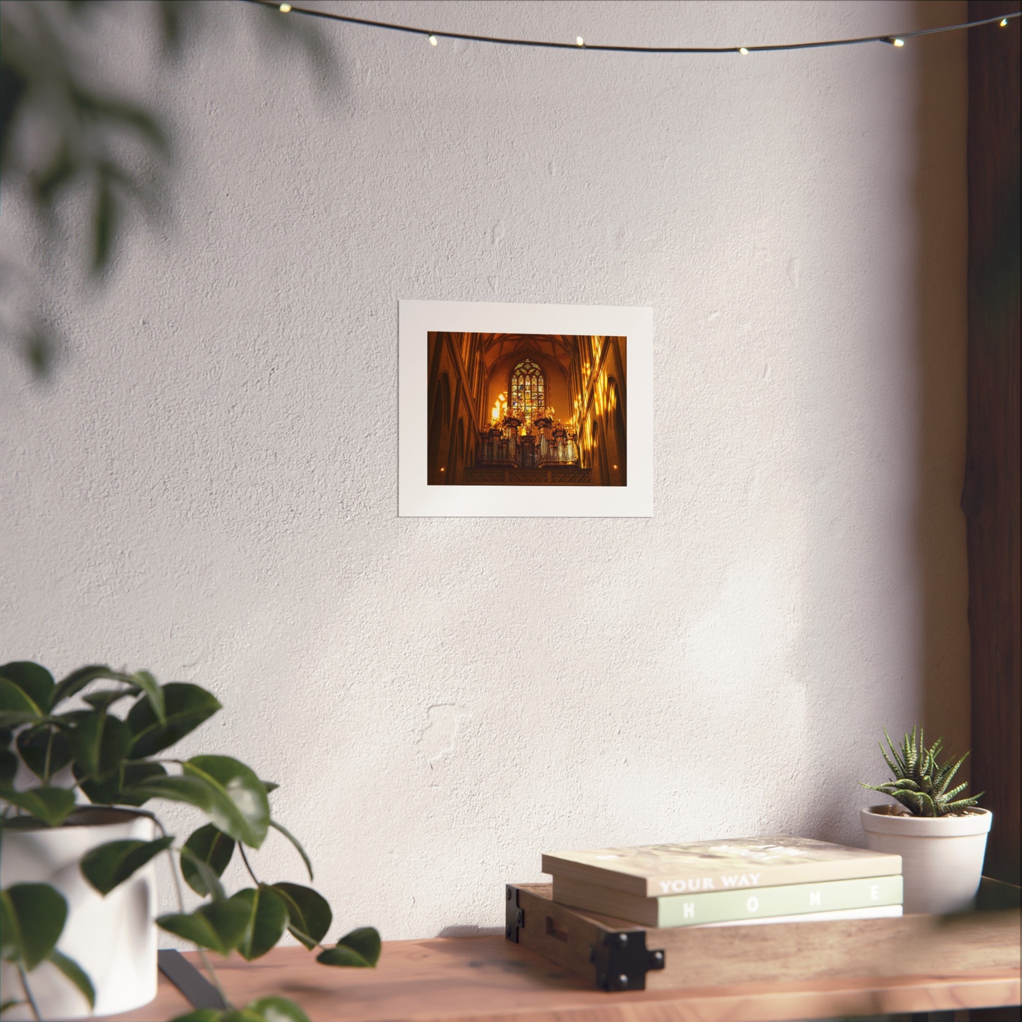 Cathedral Interior Fine Art Poster — Warm Golden Church Print