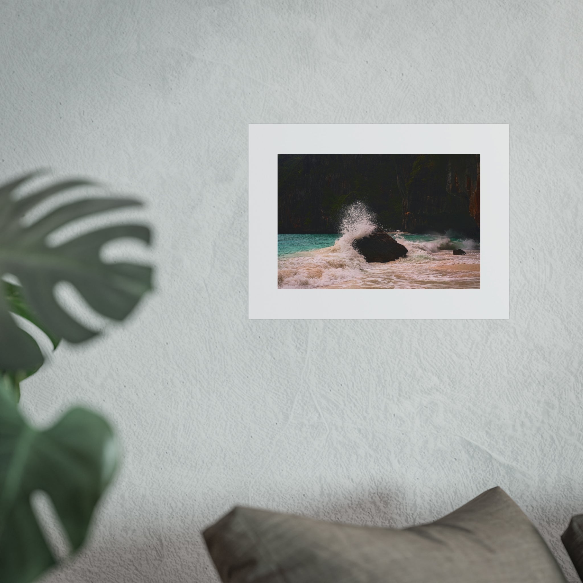 Seaside Wave Splash Fine Art Poster — Tropical Beach Photography Print