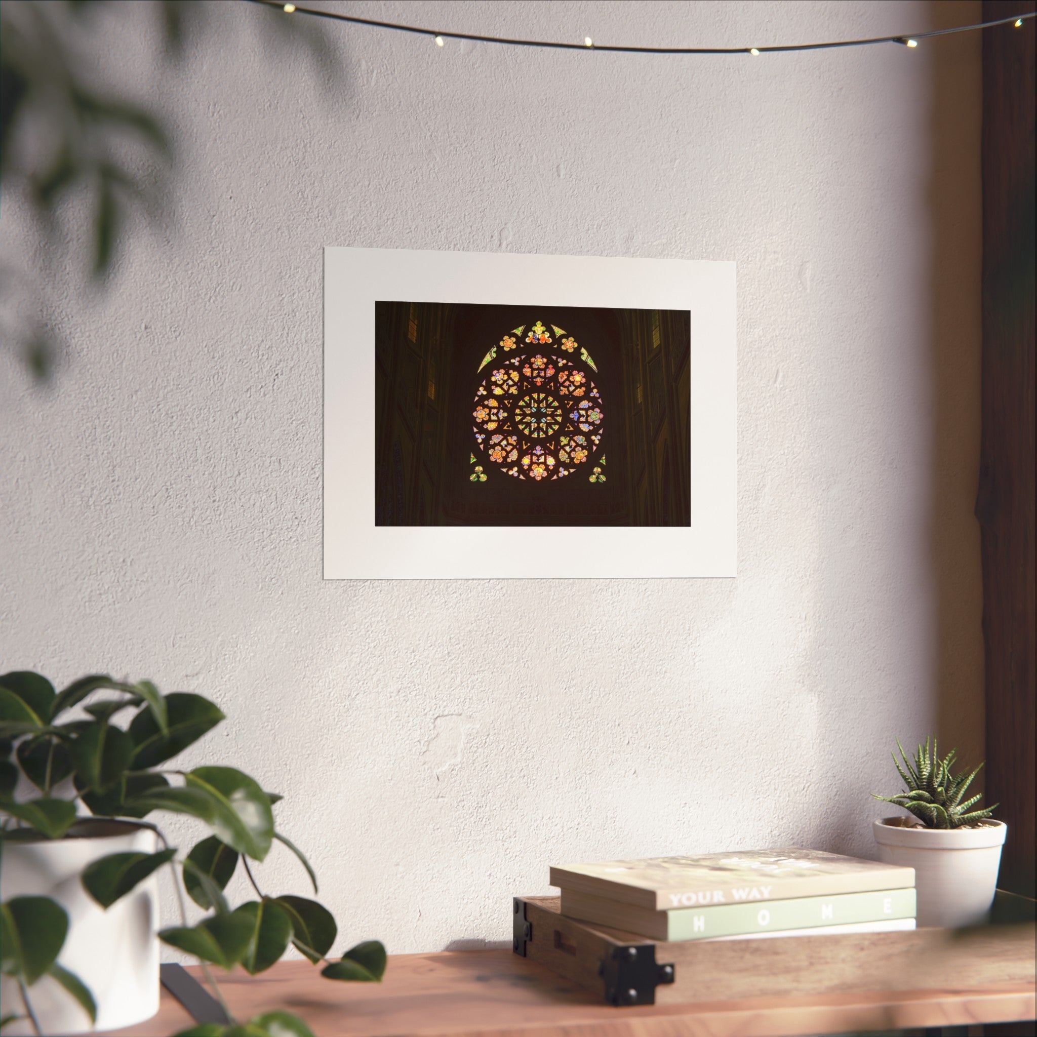 Stained Glass Rose Fine Art Poster — Gothic Cathedral Wall Art