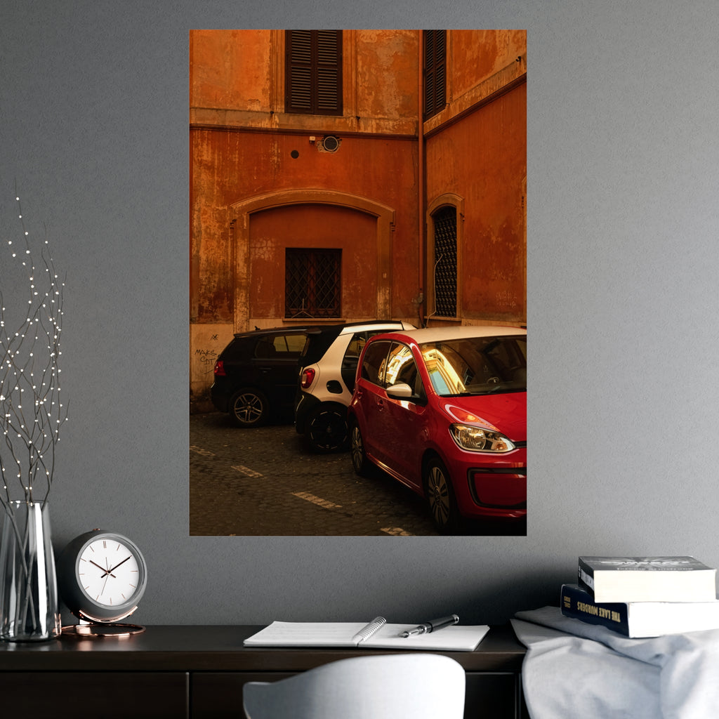 Italian Street Photo Poster — Rustic Orange Architectural Print