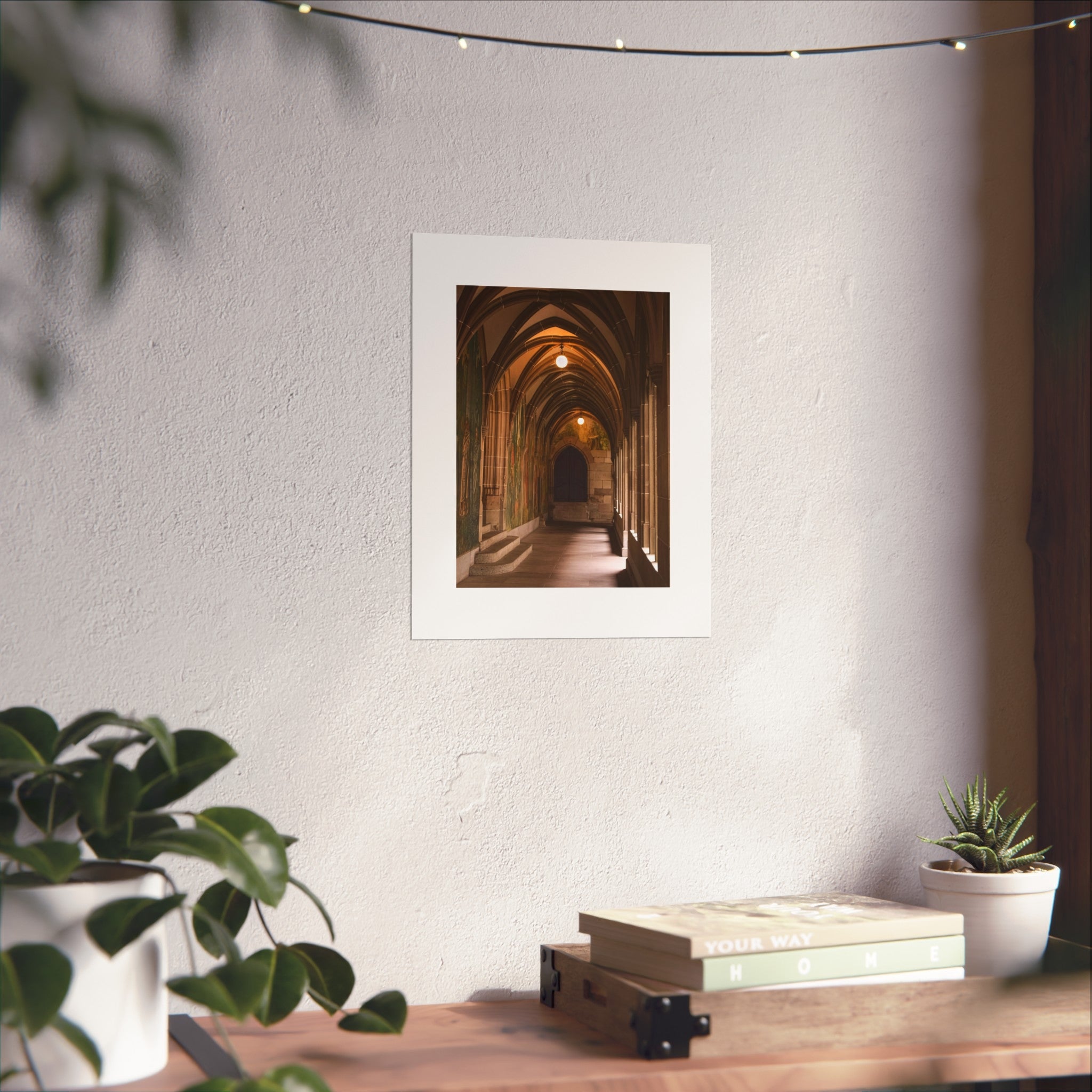 Gothic Corridor Fine Art Poster - Medieval Architecture Photography Print