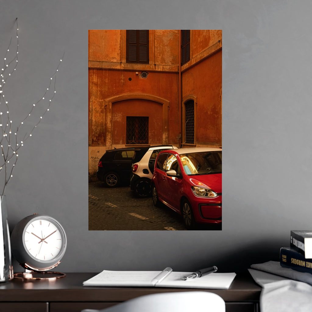 Italian Street Photo Poster — Rustic Orange Architectural Print
