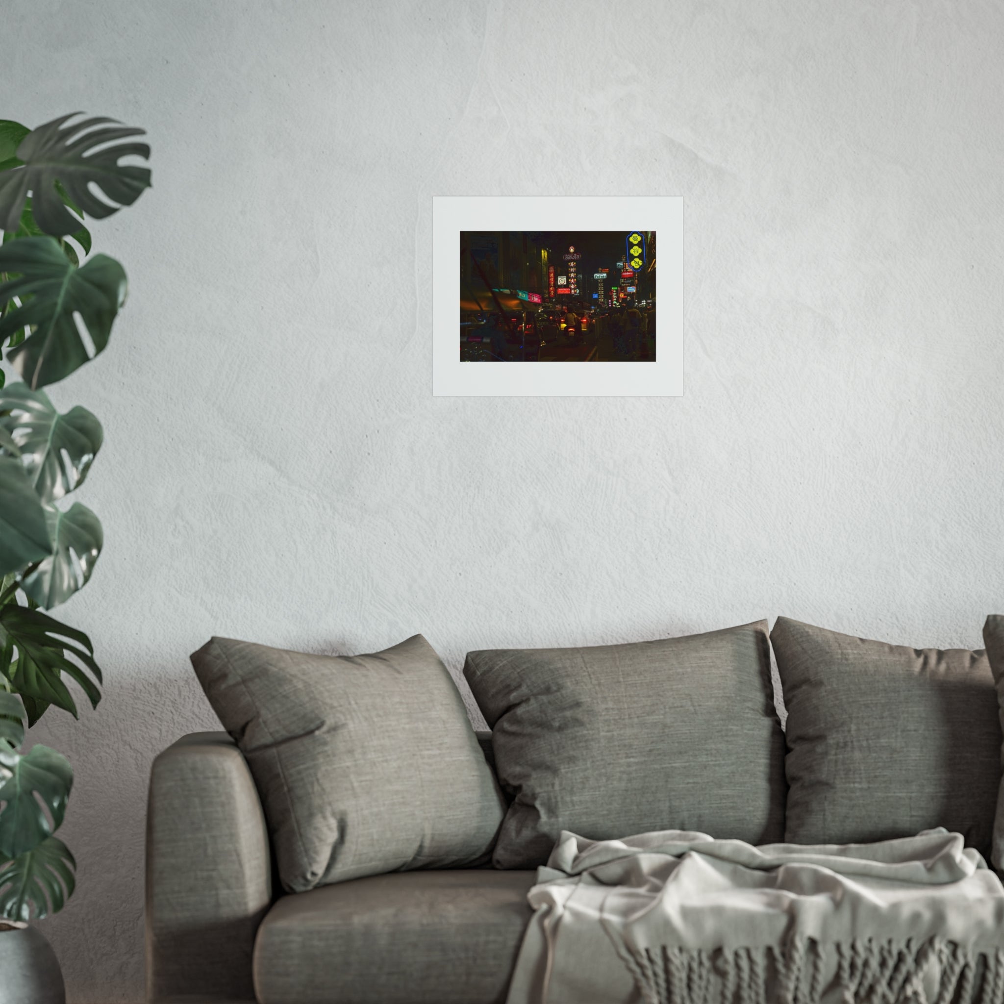 Neon Night Cityscape Fine Art Poster — Bangkok Street Lights Print