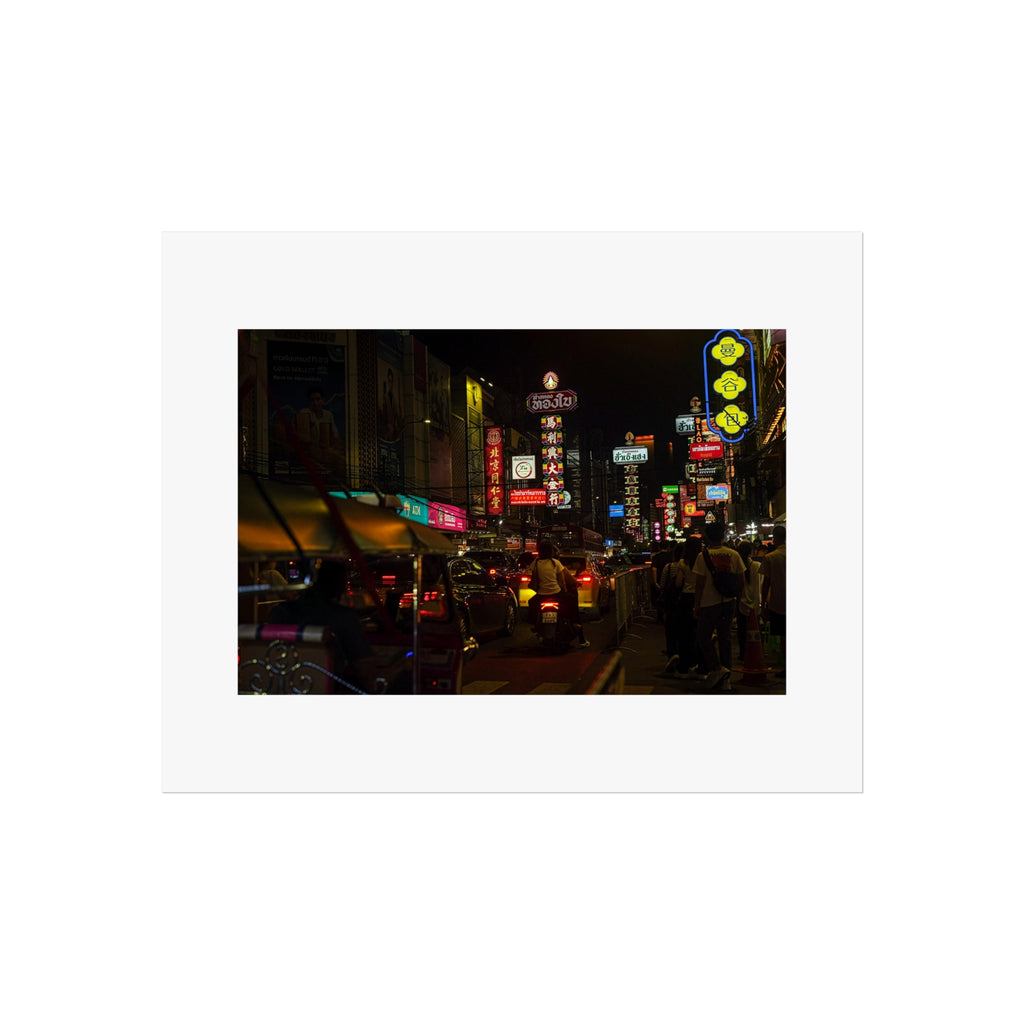Neon Night Cityscape Fine Art Poster — Bangkok Street Lights Print