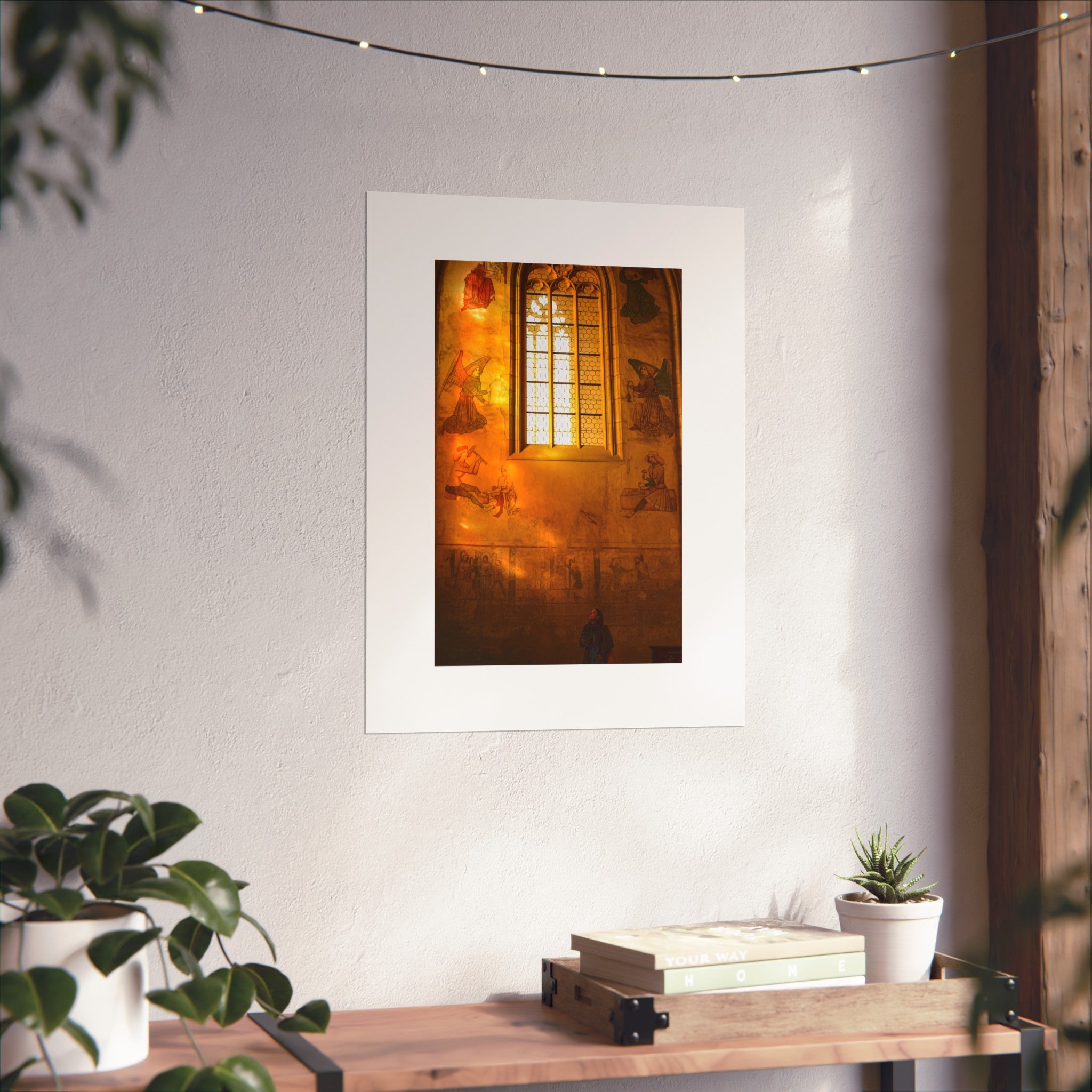 Golden Church Window Fine Art Poster — Illuminated Sanctuary Wall Art