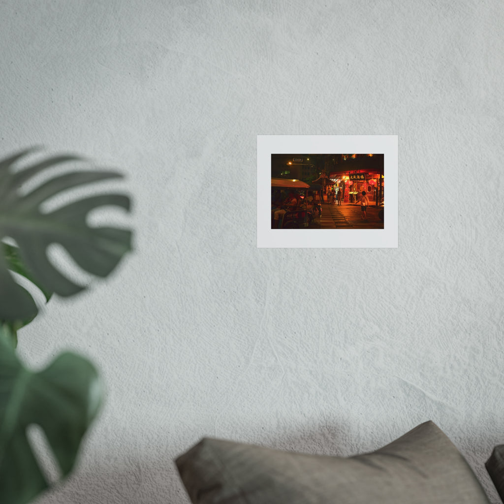 Night Market Street Scene Fine Art Poster — Atmospheric Cityscape