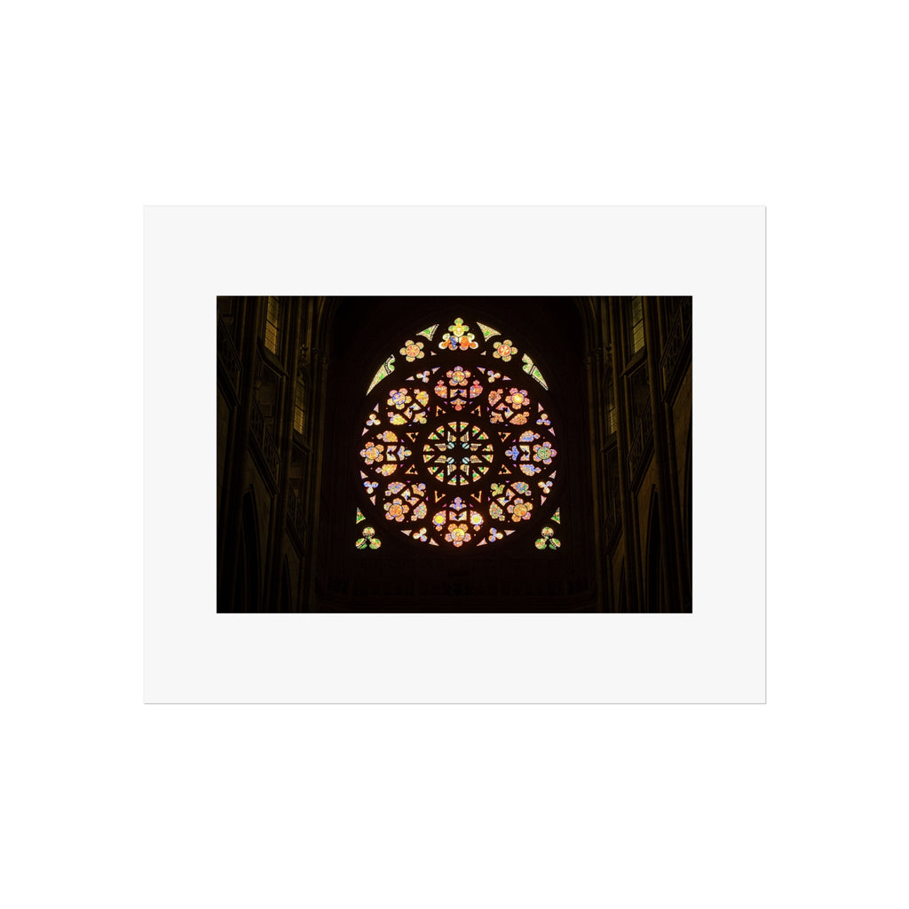 Stained Glass Rose Fine Art Poster — Gothic Cathedral Wall Art