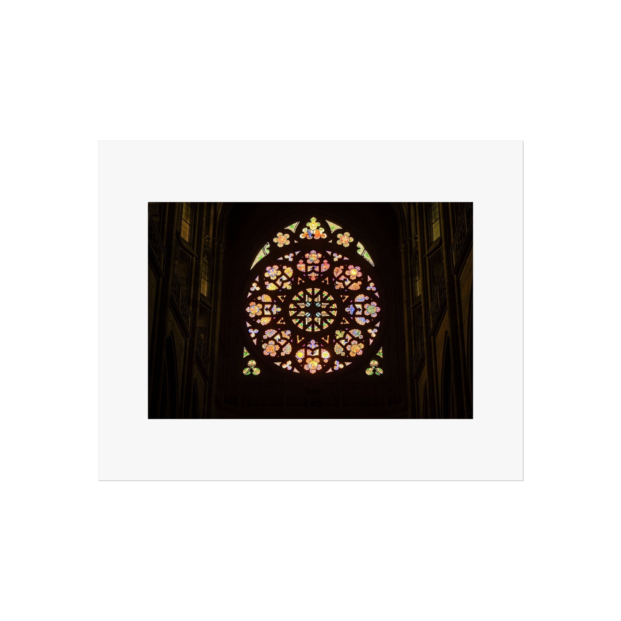 Stained Glass Rose Fine Art Poster — Gothic Cathedral Wall Art