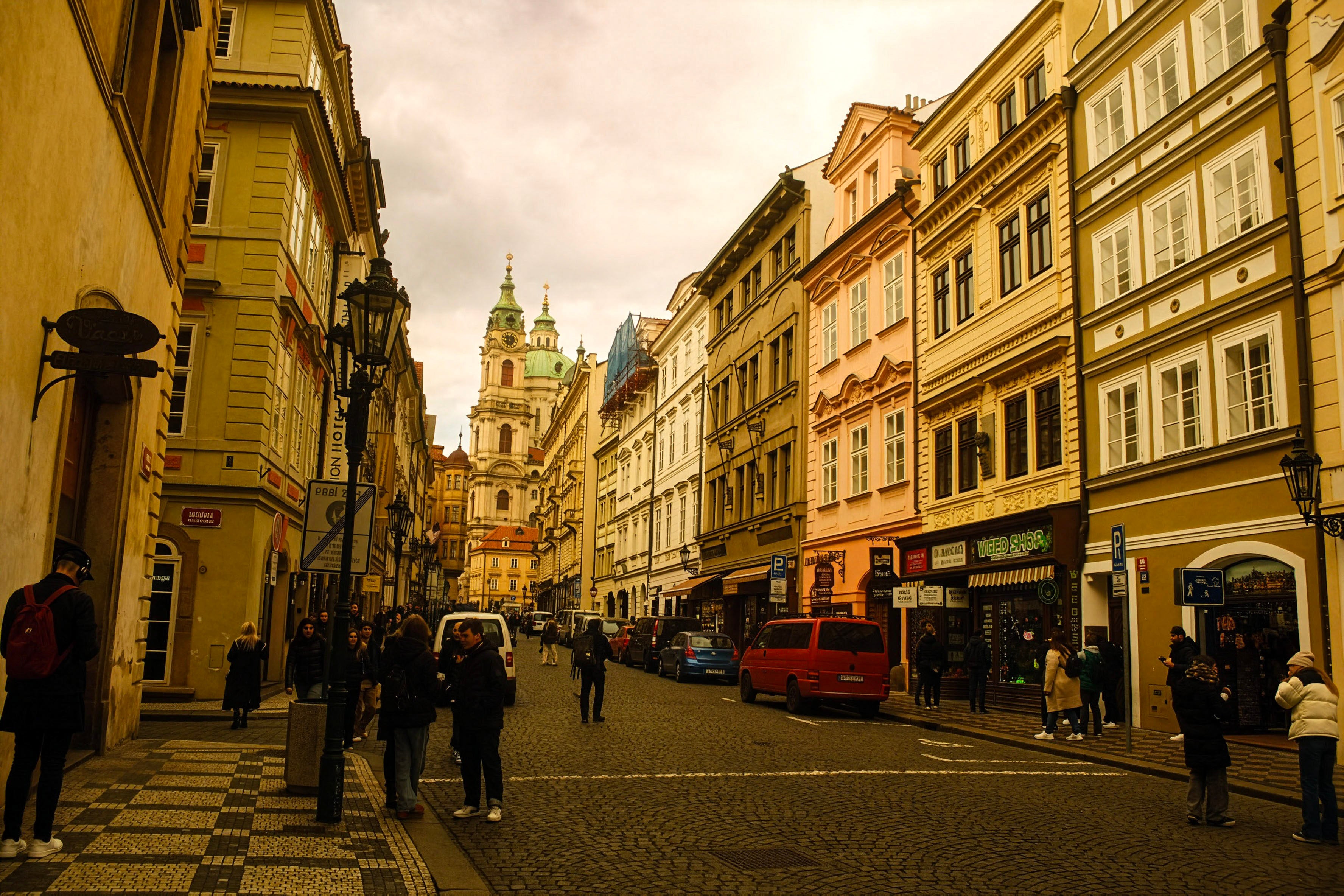 Prague Old Town Photo - Cobblestone Street Baroque Architecture