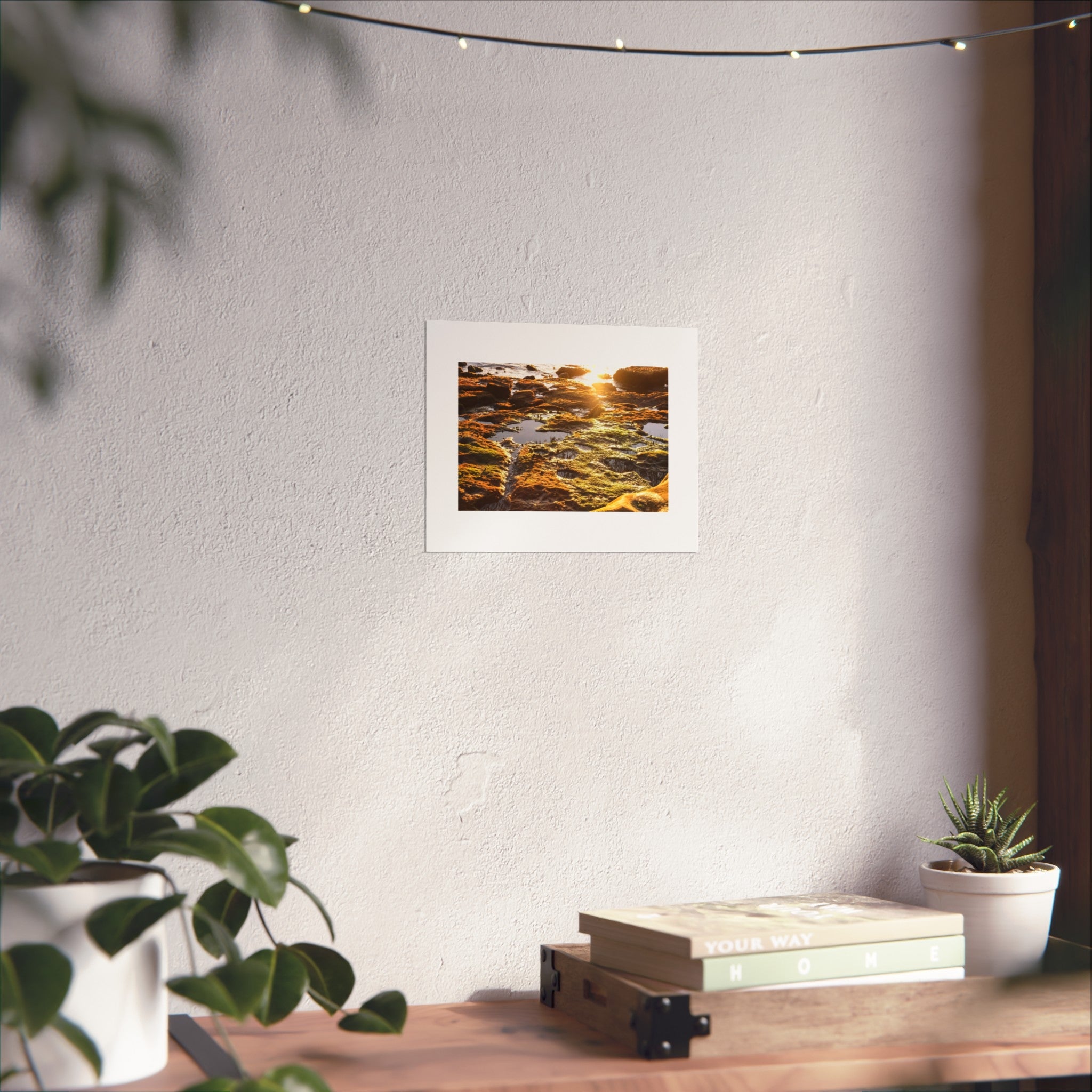Sunset Tidal Pool Fine Art Poster — Coastal Rock Nature Print