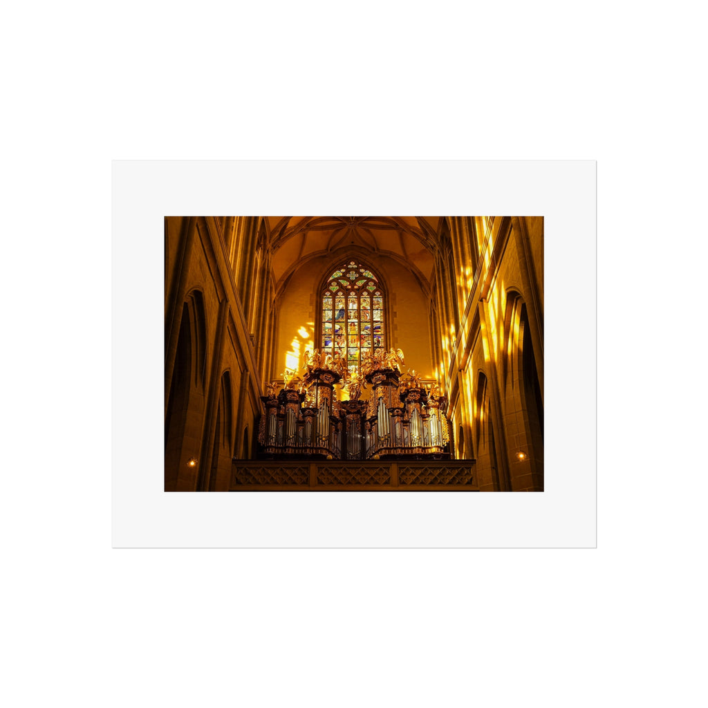 Cathedral Interior Fine Art Poster — Warm Golden Church Print