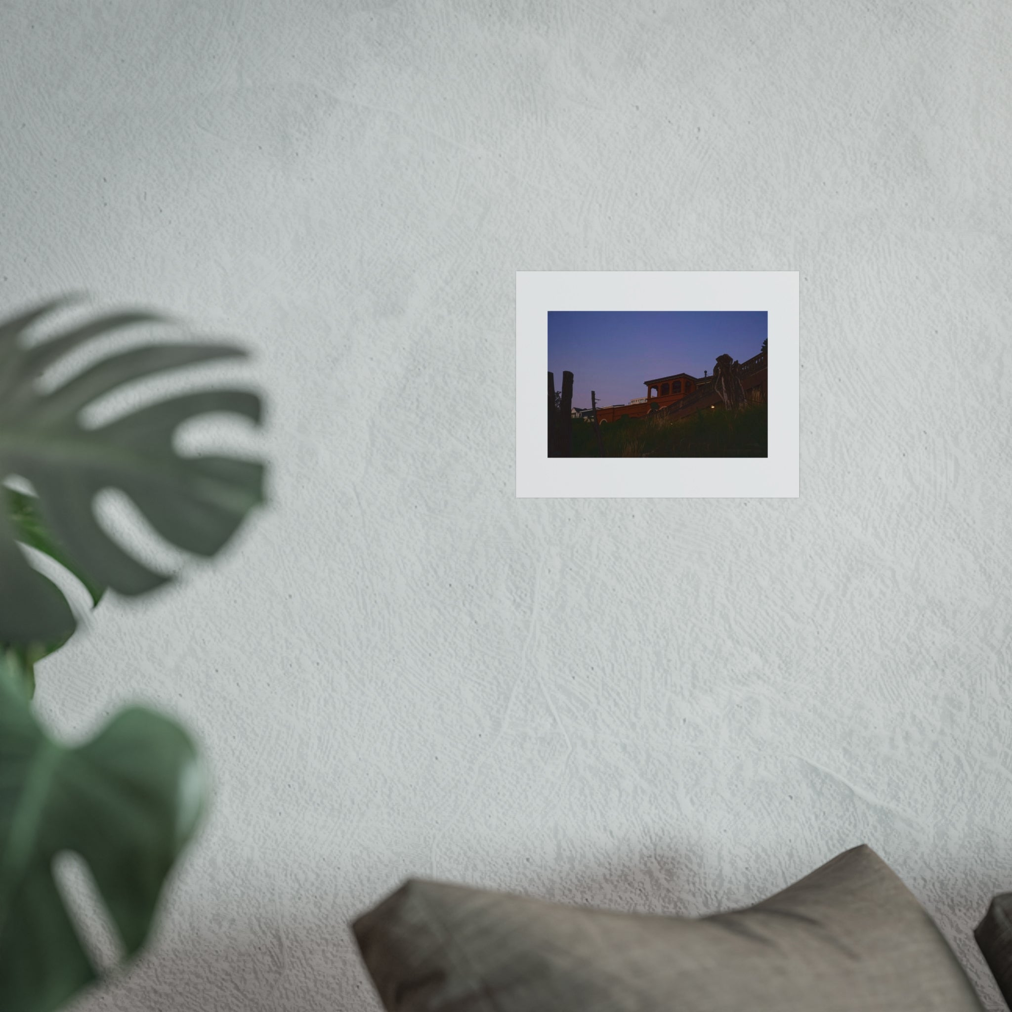 Coastal Villa Twilight Fine Art Poster - Mediterranean Architecture Print