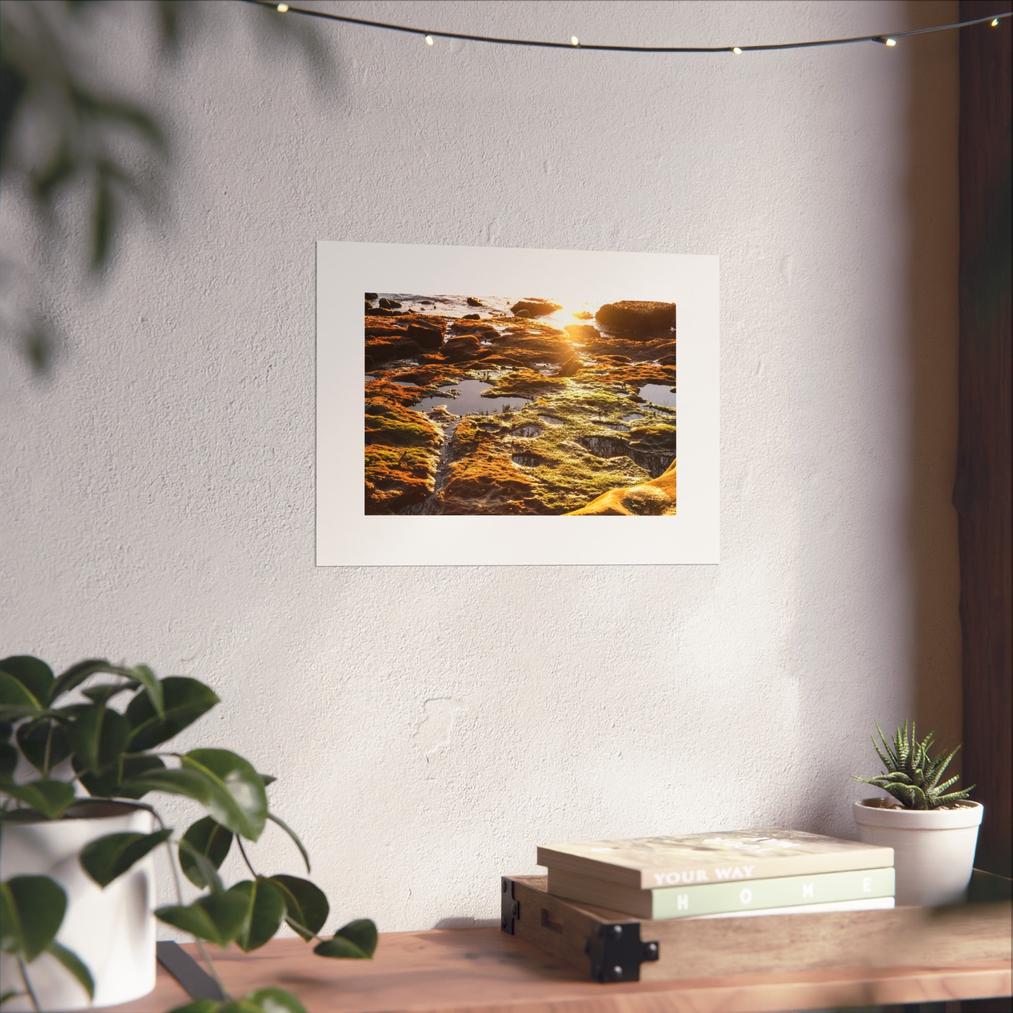 Sunset Tidal Pool Fine Art Poster — Coastal Rock Nature Print