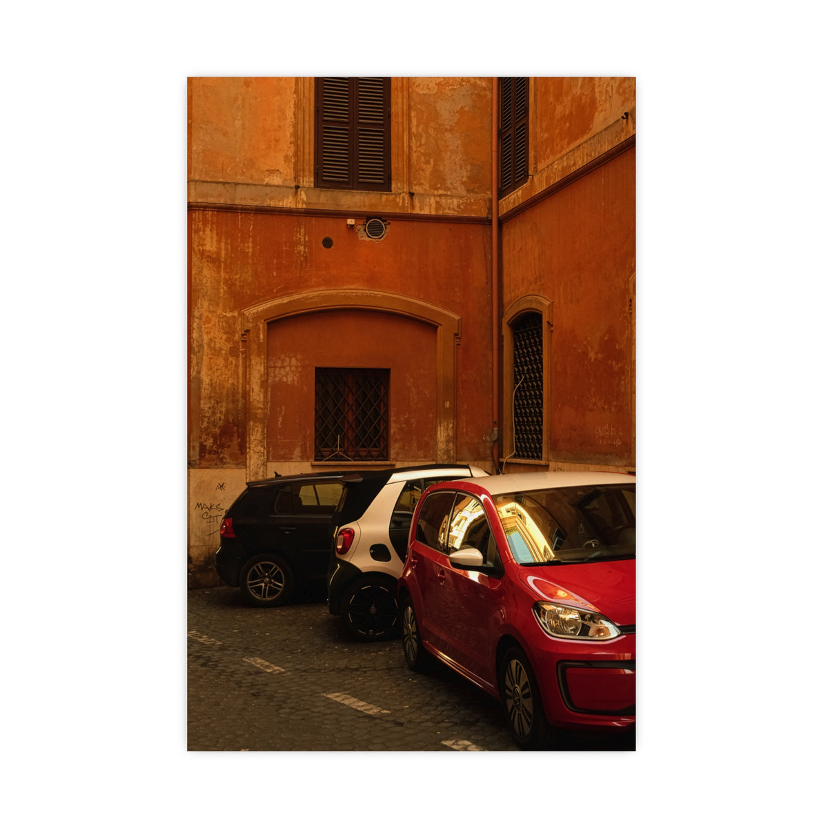 Italian Street Photo Poster — Rustic Orange Architectural Print