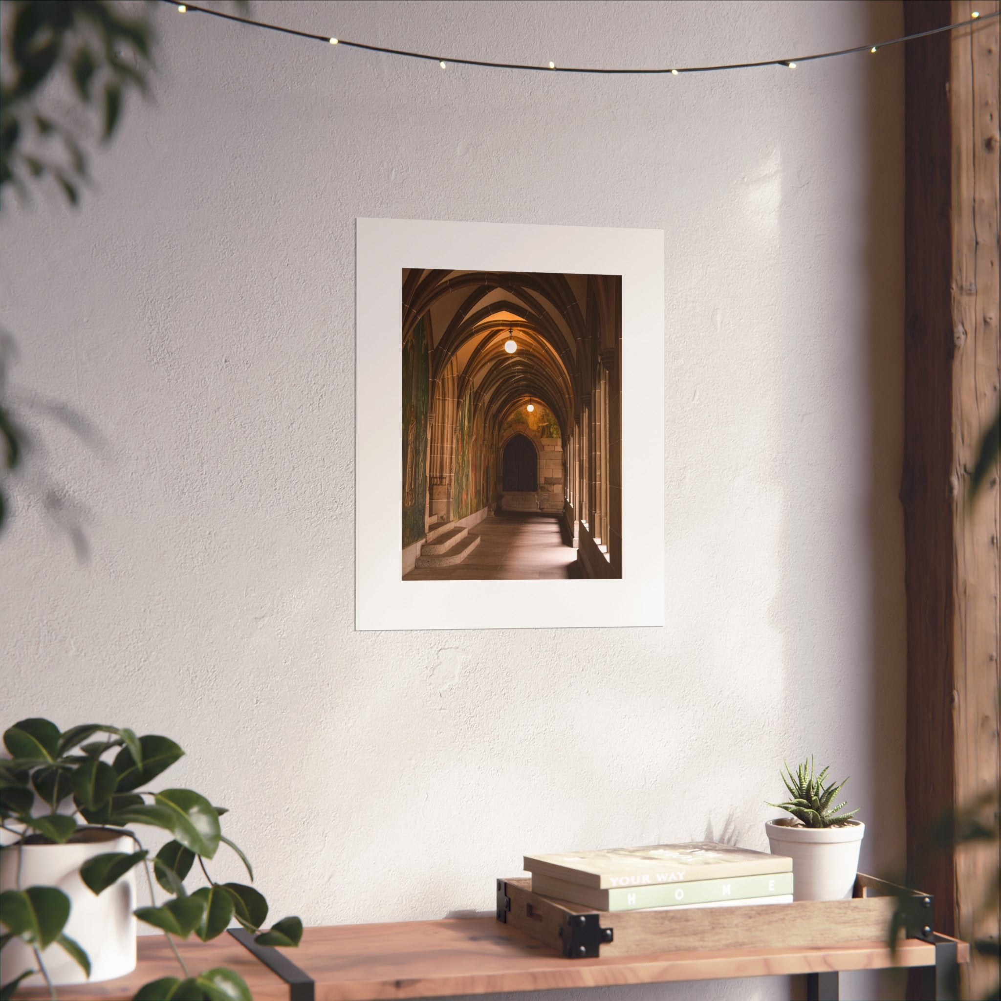 Gothic Corridor Fine Art Poster - Medieval Architecture Photography Print