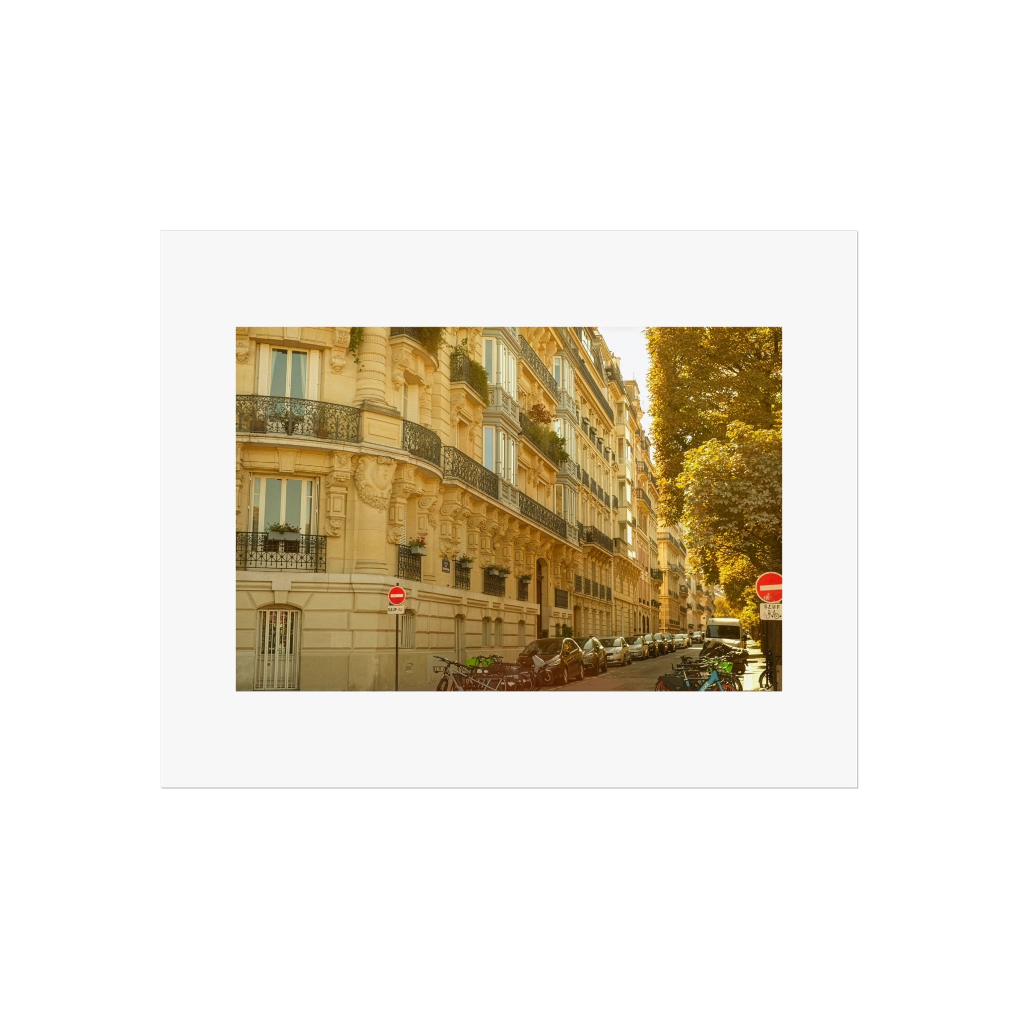 Paris Street Fine Art Poster — Sunlit Haussmann Architecture Wall Art