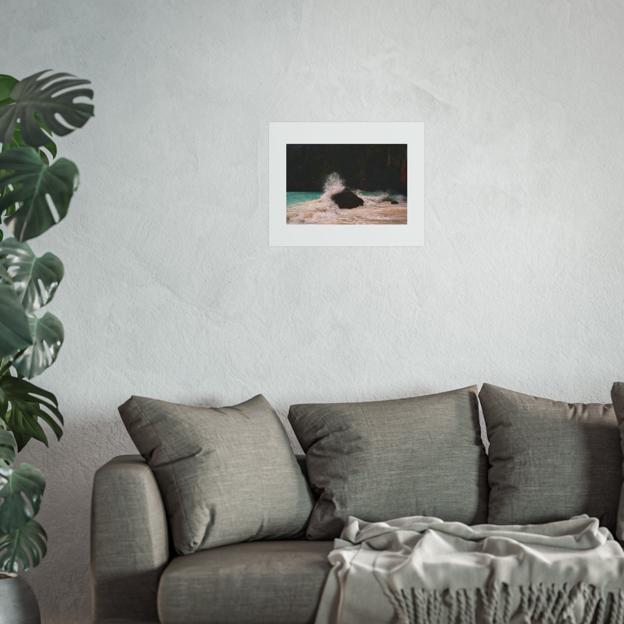 Seaside Wave Splash Fine Art Poster — Tropical Beach Photography Print