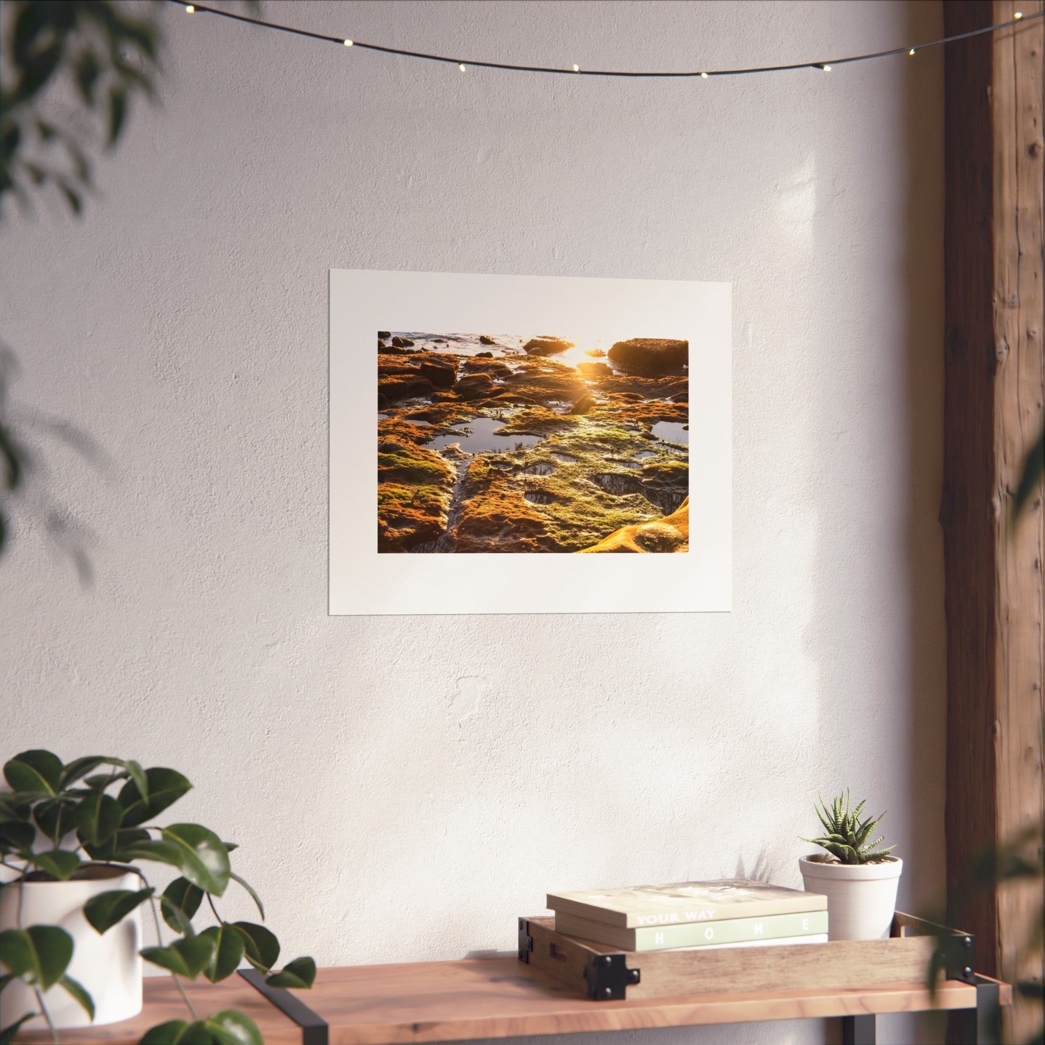 Sunset Tidal Pool Fine Art Poster — Coastal Rock Nature Print