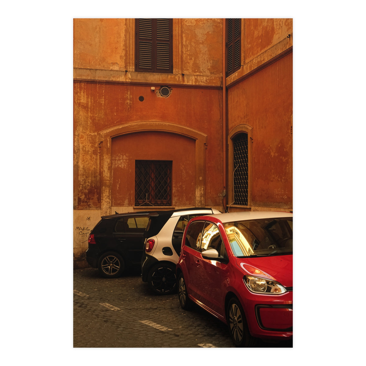 Italian Street Photo Poster — Rustic Orange Architectural Print