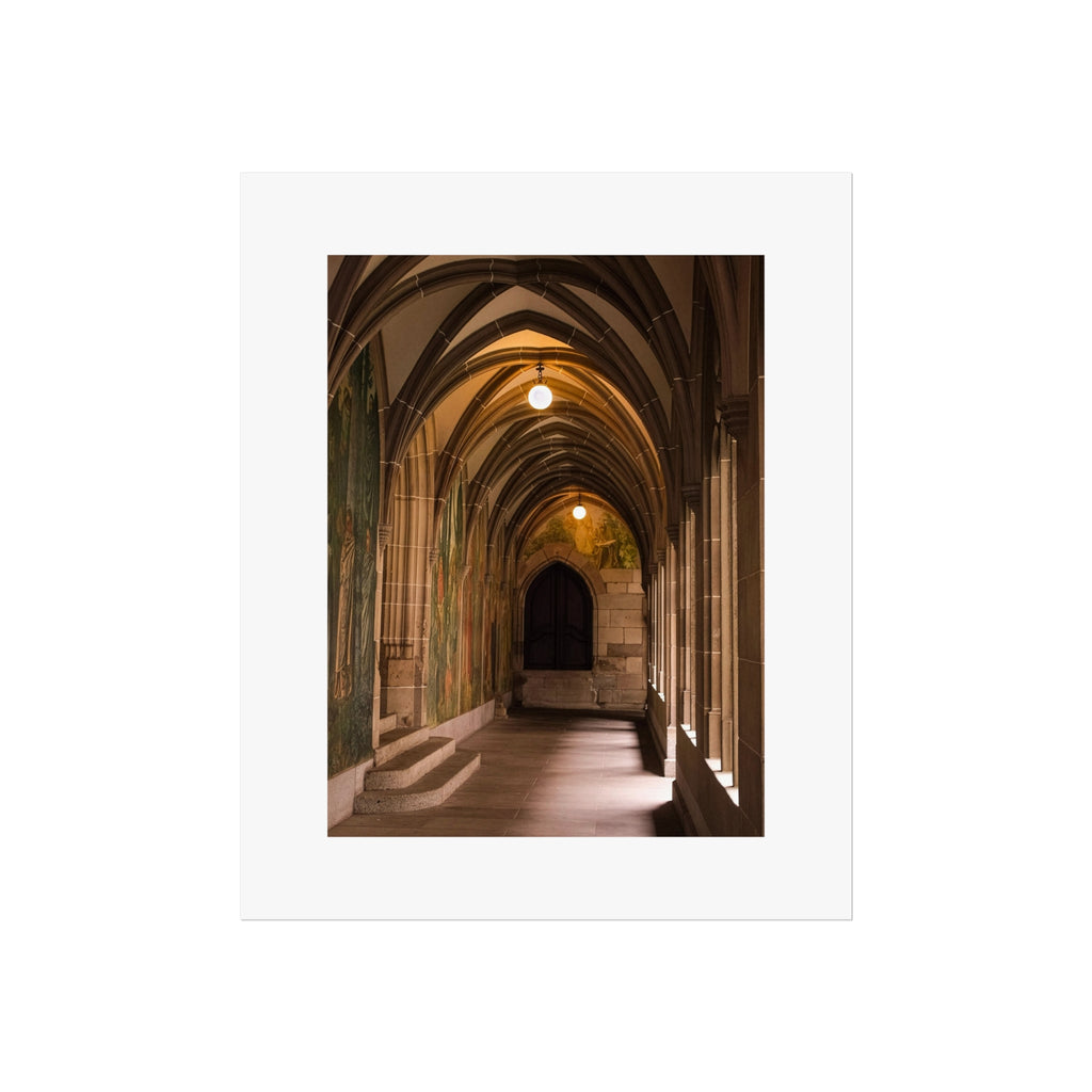 Gothic Corridor Fine Art Poster - Medieval Architecture Photography Print