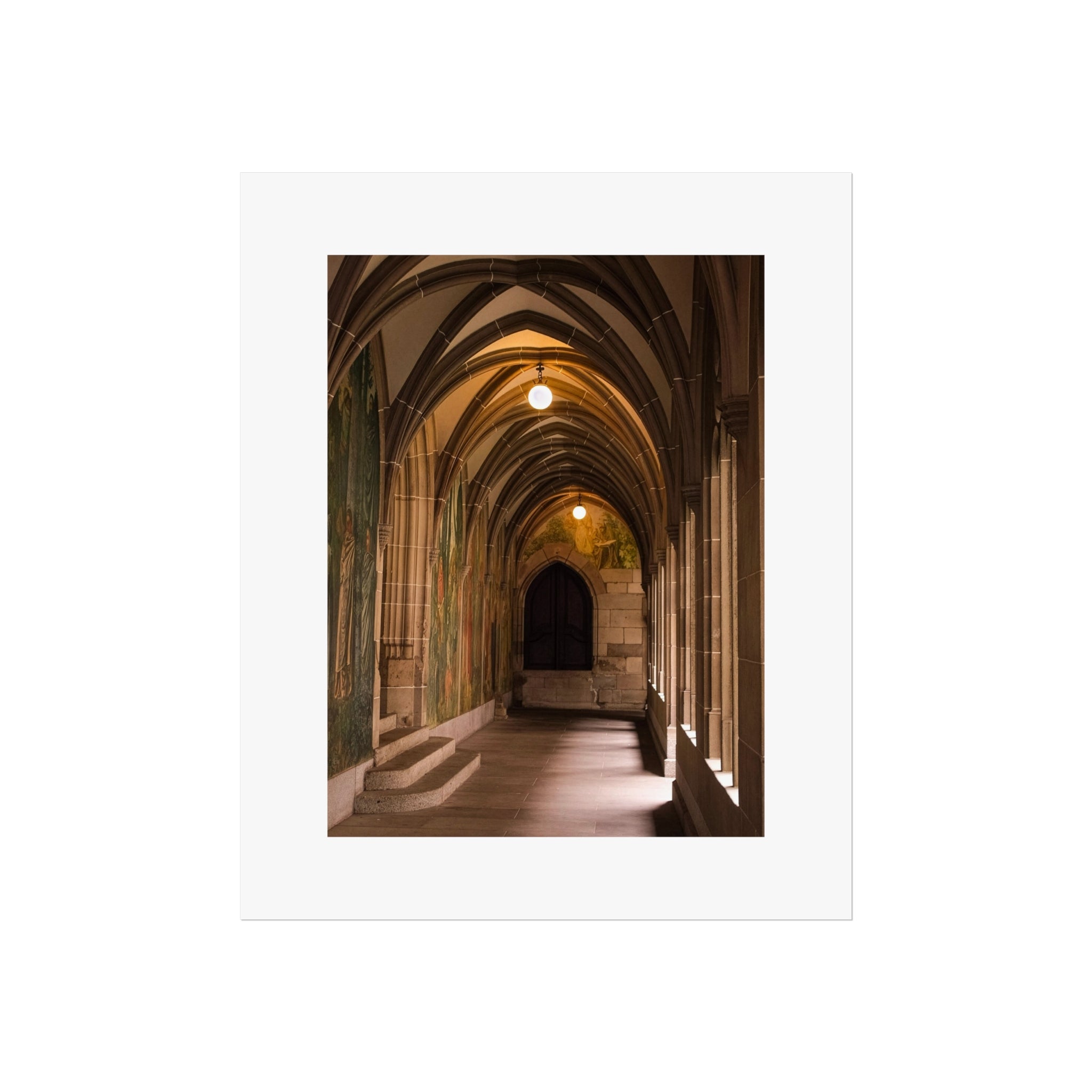 Gothic Corridor Fine Art Poster - Medieval Architecture Photography Print