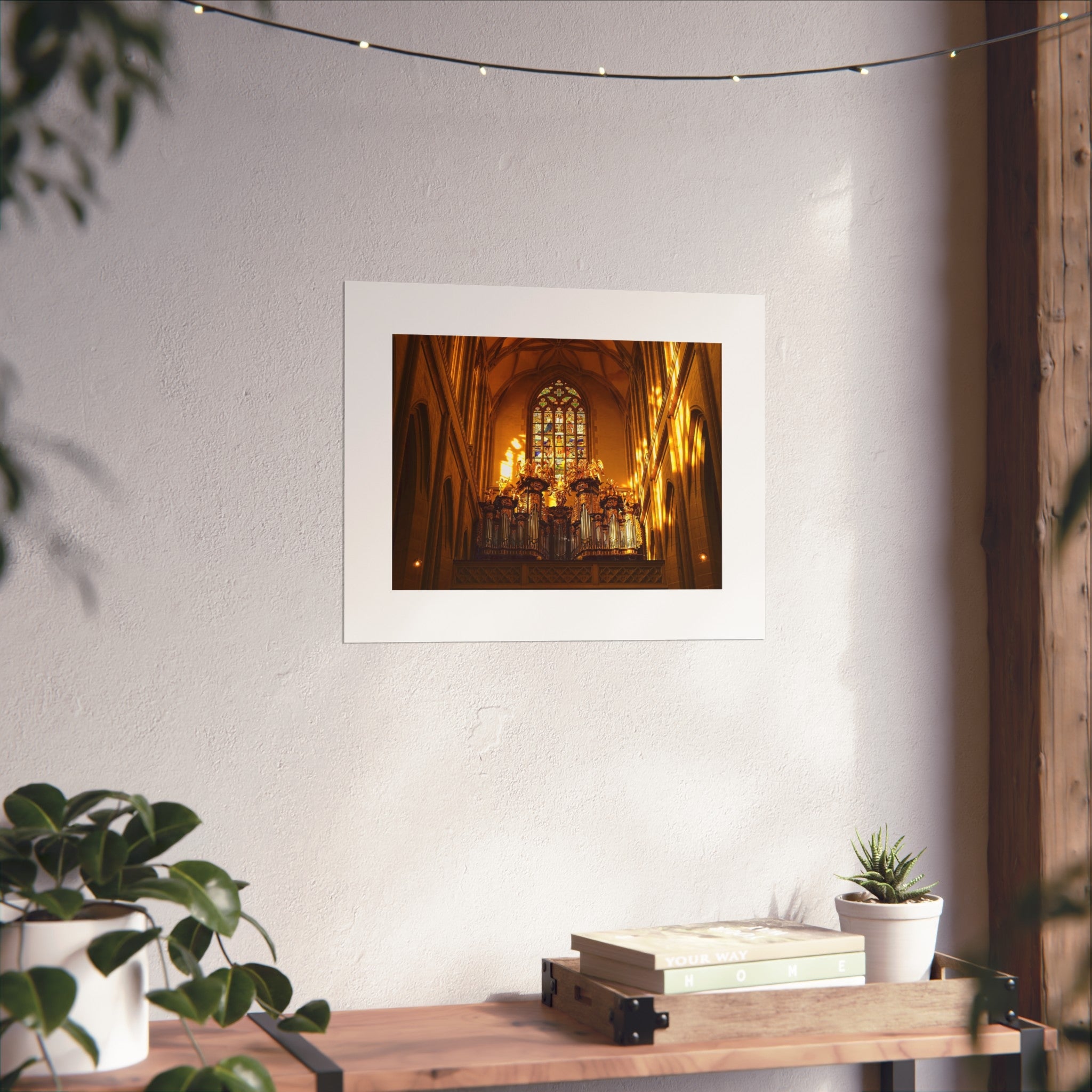 Cathedral Interior Fine Art Poster — Warm Golden Church Print