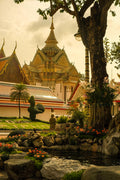 Thai Temple Gardens Bangkok Photo - Golden Spires Evening Light