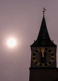 Gothic Clock Tower Dusk Photo - Germany Historic Landmark