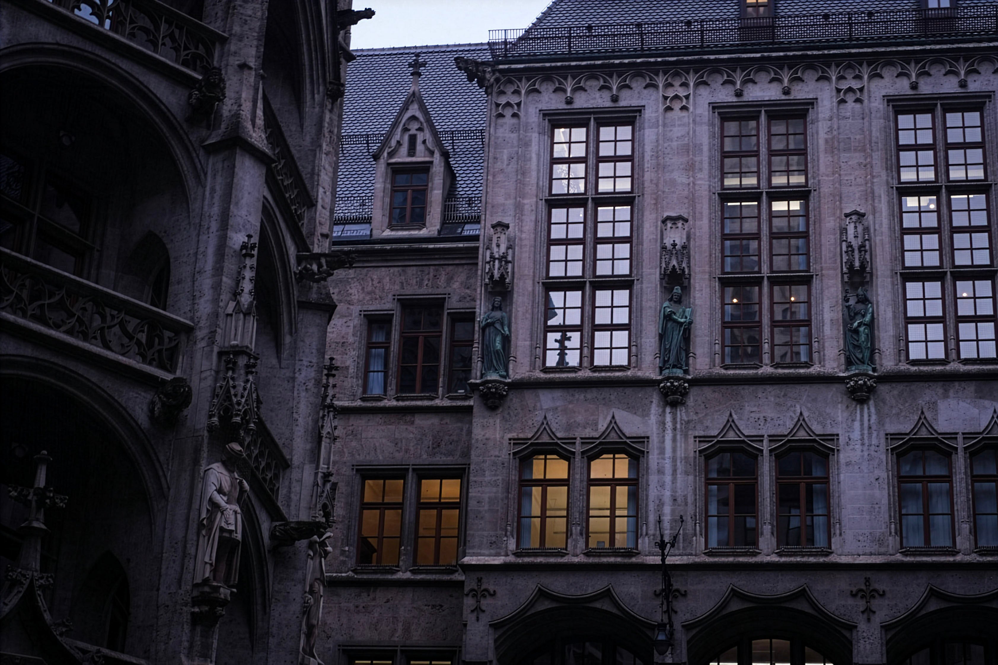 Munich Gothic Architecture Photo - Historic Twilight Facades