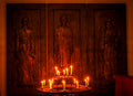 German Altar Candlelight Photo - Medieval Saints Woodwork
