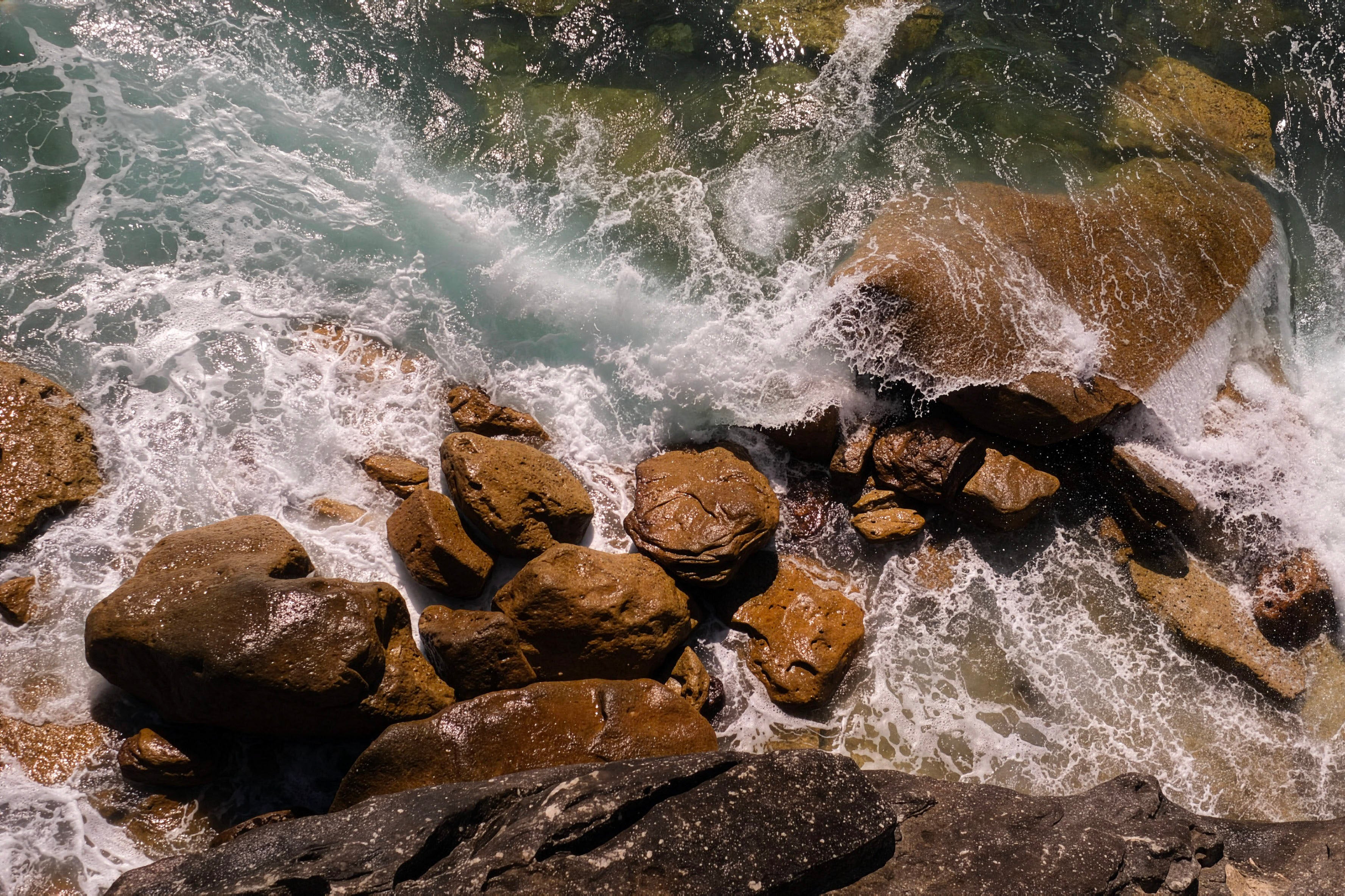 Aerial Ocean Rocks Photo - Golden Coastal Australia Waves