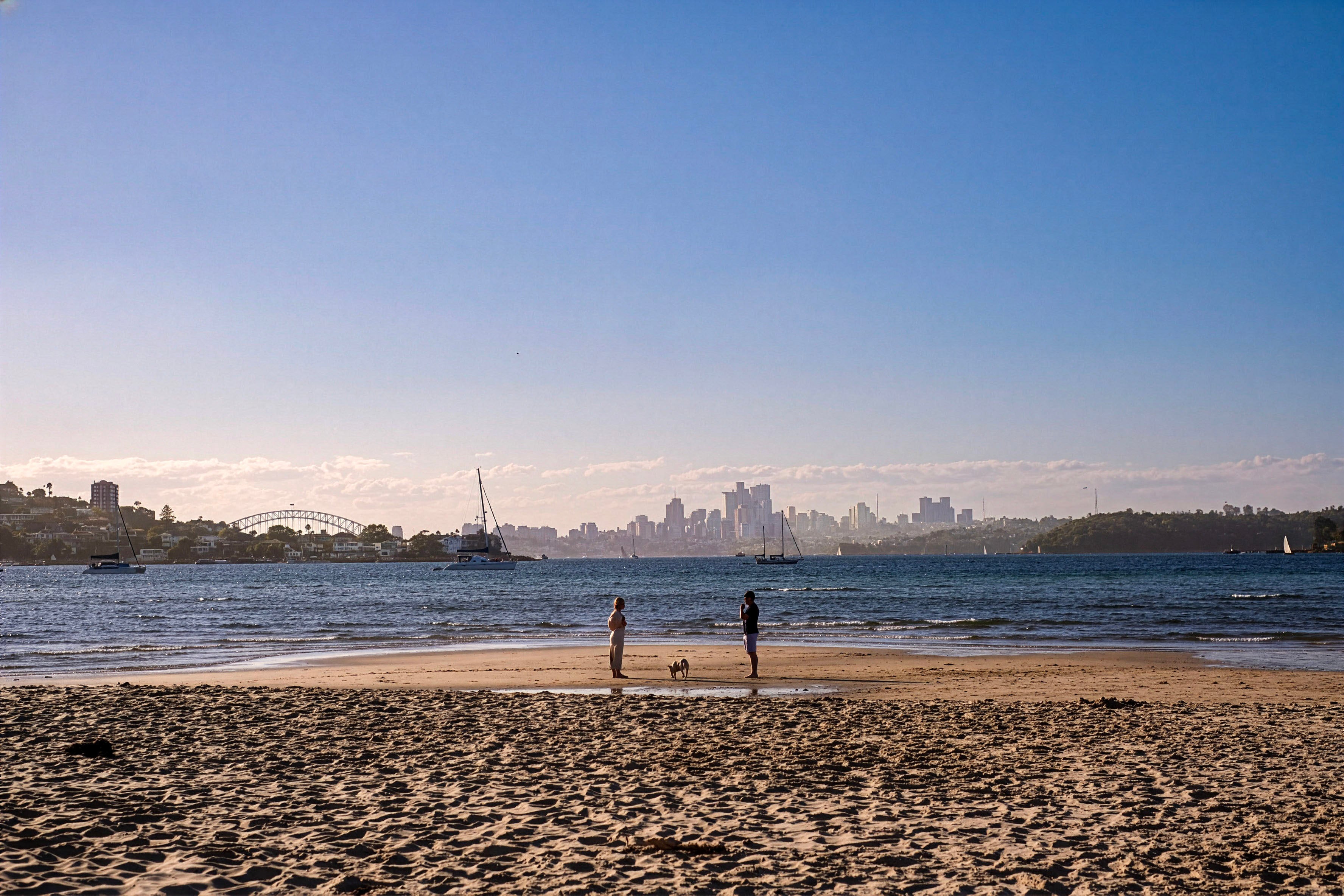 Sydney Harbour Beach Photo - Sailboats City Skyline Australia