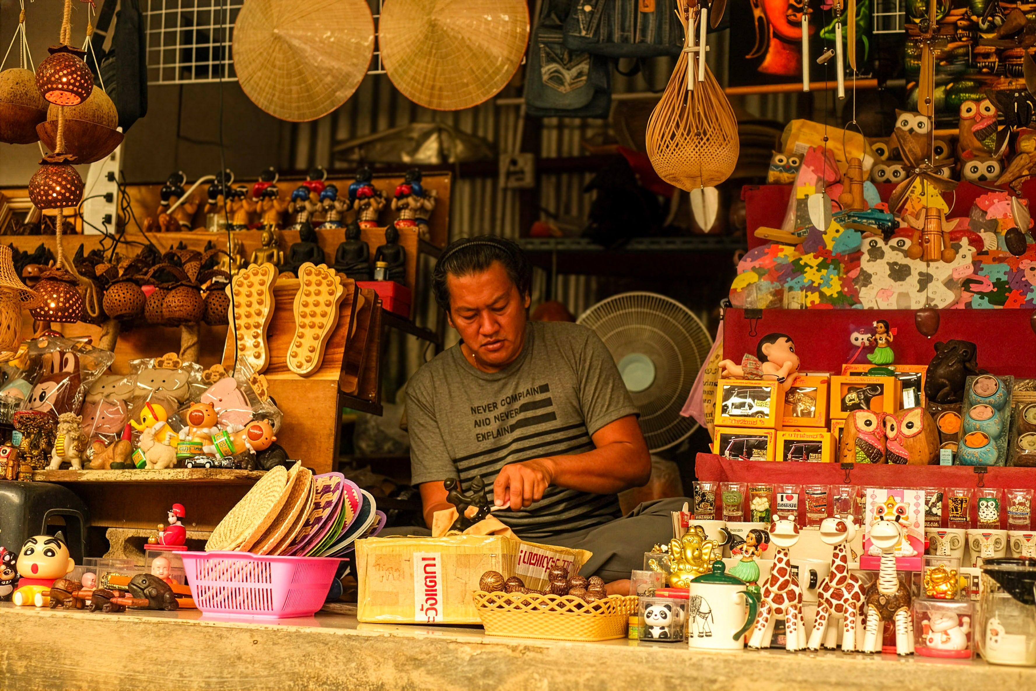Artisan Market Vendor - Authentic Cultural Commerce Stock Photo