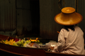 Thai Floating Market Vendor Portrait - Golden Hat Photo