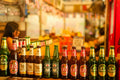 Thai Bar Beer Bottles Stock Photo - Street Food Culture